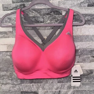 NWT Adidas Neon Pink Boost Bra Push-up Sports 36DD Racerback - Picture 1 of 6