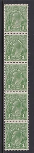 1926 KGV 1d Green Die 2 x 5 in a strip, erect flaws, SMulti wmk P13.5, all MNH - Picture 1 of 5
