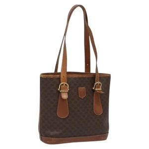CELINE Macadam Canvas Tote Bag PVC Brown Gold Auth 112069 - Picture 1 of 22