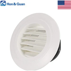Hon&Guan ABS Louver Grille Cover Soffit Round Air Vent with Built-in Screen Mesh - Picture 1 of 11