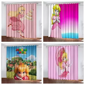 Mädchen 3D Super Mario Prinzessin Vorhänge Schlafzimmer Verdunkelungsvorhänge Ring Top Öse - Bild 1 von 16