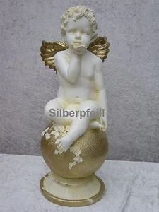 Engel Figur Engelskuss Sitzend Auf Kugel Gartenfigur Amor Skulptur Groß 0634 141 - Picture 1 of 3