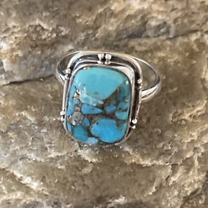 Native Mohave Navajo Sterlingsilber blau Türkis Ring Größe 7 Set 11420 - Bild 1 von 12