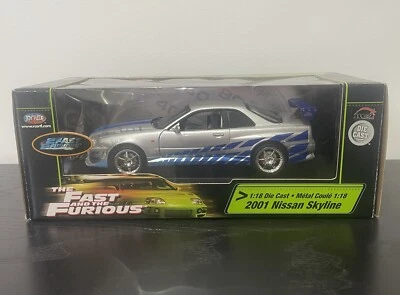 ERTL 2 Fast & Furious 1:18 Nissan Skyline R34 GT-R Diecast Model Paul Walker NEW - Image 1 of 4