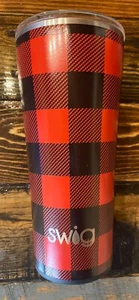 SWIG RED BLACK BUFFALO PLAID 22 OZ STAINLESS TRAVEL Mug - Picture 1 of 7