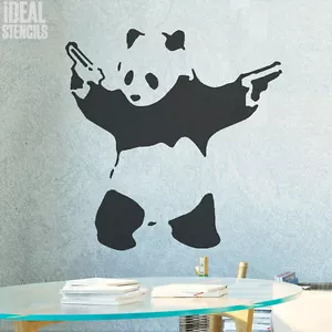 Plantillas Banksy Pandamonium ENORME Mural Arte Pared Decoración del Hogar Pintura Plantillas Ideales - Imagen 1 de 6