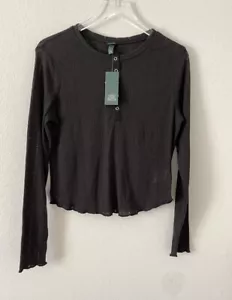 Wild Fable Womens Black Long Sleeve thin knit Crochet Top Shirt Size XL NWT - Picture 1 of 5