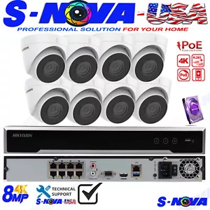 Hikvision 4K 8CH CCTV IP Security Camera System 5MP Turret IR 2TB HDD - Picture 1 of 9