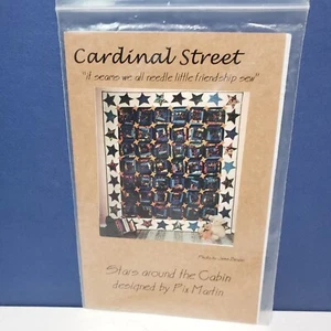 STARS AROUND THE CABIN Quilt Pattern Cardinal Street PIX MARTIN 88" x 102" Uncut - Picture 1 of 2