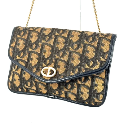 Christian Dior Shoulder Bag Compact Trotter Canvas Navy Vintage Authentic 0516 - Image 1 of 4