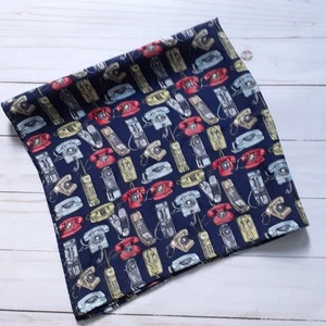 Nicole Miller Silk Telephone Theme Square Scarf Blue 20" x 20.5" - Picture 1 of 7
