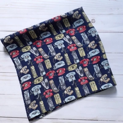 Nicole Miller Silk Telephone Theme Square Scarf Blue 20" x 20.5" - Image 1 of 4