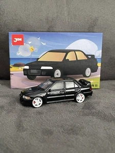 1/64 JKM BLACK Mitsubishi Lancer EVO 2 (CUSTOM WHEELS SWAP WITH BRAKE DISCS) - Picture 1 of 11