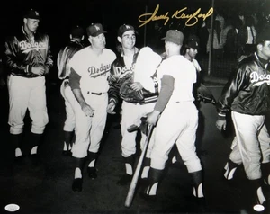 Sandy Koufax Autographed 16X20 Photo Dodgers Locker Room w/Snider Gold JSA - Picture 1 of 2
