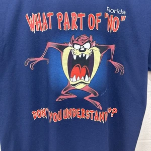 Camiseta De Colección Looney Tunes Taz What Part Of No Azul Talla XL Florida 1996 - Imagen 1 de 16