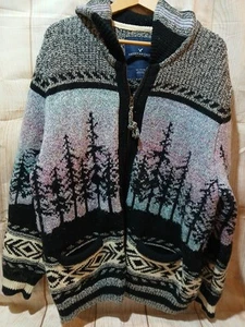 American Eagle Sweater Cardigan Womens XXL Hand Knit Zip Wool Chunky GORGEOUS - Picture 1 of 6