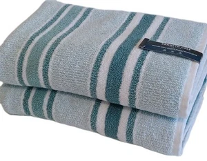 ASCIUGAMANI DA BAGNO IN EUCALIPTO A RIGHE KENNETH COLE BOWERY ASCIUGATURA RAPIDA 100% COTONE NUOVI - Foto 1 di 1