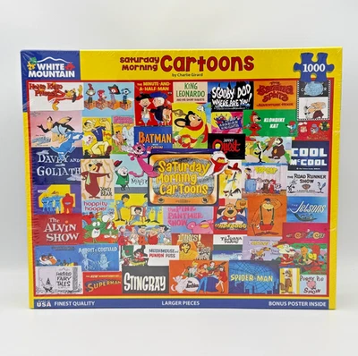 White Mountain Puzzle SATURDAY MORNING CARTOONS 1000 Pieces Jigsaw NEW SEALED - Image 1 of 4