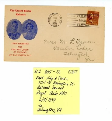 US Cover Scott # 805 - Railroad Cancel - Washington to Arlington, VA   (12-C257) - Image 1 of 4