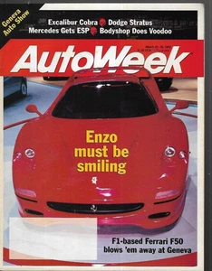 Autoweek Magazine March 20-26, 1995- F1-Based Ferrari F50, Excalibur Cobra - Bild 1 von 2
