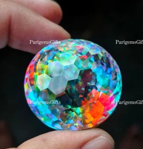 210 Ct Rainbow Mystic Quartz Round Cut Healing Crystal Loose Gemstone - Picture 1 of 6
