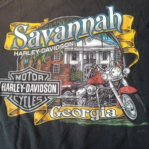 Harley Davidson Motorrad Large schwarz T-Shirt Biker Savannah Georgia beidseitig - Bild 1 von 6