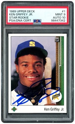 Ken Griffey Jr. Firmado 1989 Upper Deck RC 1 Mariners PSA 9 automático GM 10 PSA/DNA Foto 1 de 2