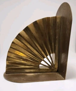 Sujetador de libros Art Deco Hollywood Regency ÚNICO ventilador pátina envejecida metal sin pulir - Imagen 1 de 18