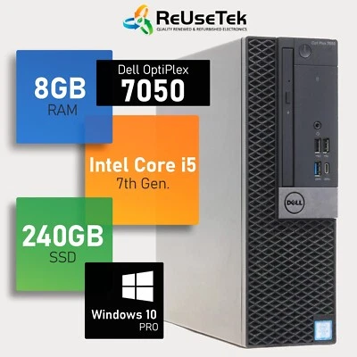 Dell OptiPlex 7050 SFF Intel i5-7500 3.4GHz 8GB RAM 240GB SSD Win 10 Pro Desktop - Image 1 of 4