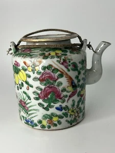 Antigua tetera Famille Rose de 1800 con tapa - Imagen 1 de 11