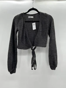 NWT Hollister Cardigan Sweater Womens Extra Small Open Knit Crop Fleece - Picture 1 of 7