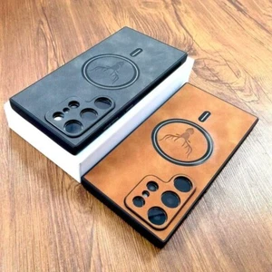 Vintage PU Leather Case For Magsafe Wireless Charging For Samsung Galaxy S25 S24 - Picture 1 of 11
