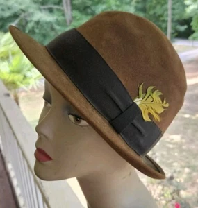 Cappello uomo Biltmore Rideau Fedora in feltro marrone piuma taglia unica made in Canada - Foto 1 di 8