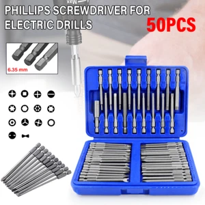 50pc Magnetic Screwdriver Bit Set Extra Long Drill Security Bit Set With Case UK - Picture 1 of 12
