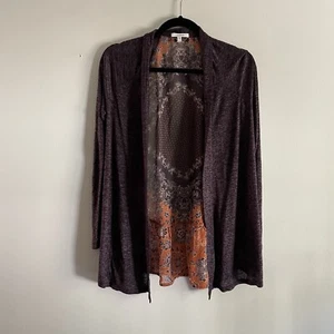 Maurices Women XS Purple Floral Chiffon Back Boho Open Front Cardigan Sweater - Picture 1 of 10