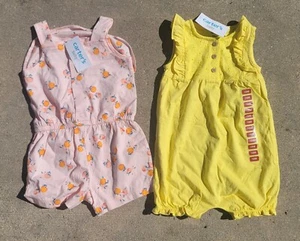 Carter's Baby 18M Rompers Peach & Yellow Set of Two - Picture 1 of 6
