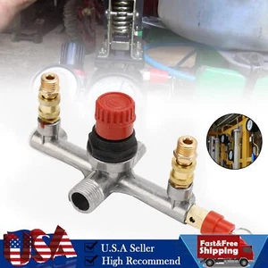 Air Compressor Pressure Valve Switch Control Manifold Regulator Gauges Tool' - Picture 1 of 16