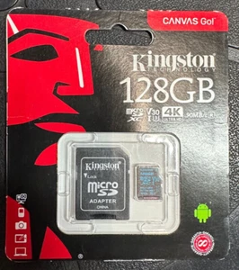 New Kingston 128GB Micro SD Card 4k Ultra 90MB/s R - Picture 1 of 2