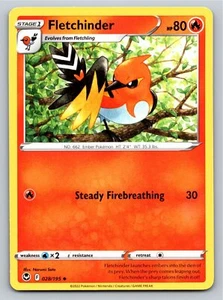 Fletchinder 028/195 Uncommon Silver Tempest Pokemon Card - NM Near Mint - Picture 1 of 2