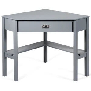 Corner Computer Desk Office Table Large Workstation W/ Drawer & Shelves Gray - Picture 1 of 6