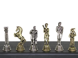 Piezas de ajedrez de metal Athena níquel y latón de 2,5 pulgadas - Imagen 1 de 3