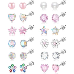1 Pair Stainless Labret Lip Tragus Nose Ear Piercing Helix Bar Stud Earring Body - Picture 1 of 18