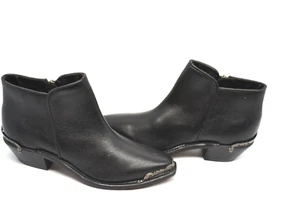 Abilene Women SAGE 8.5 M Demi Zip WESTERN Boot black LEATHER ankle Snip Toe 4565 - Picture 1 of 11