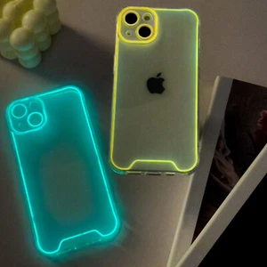 Custodia trasparente luminosa luce notturna per iPhone 16 Pro Max 15 14 12 13 11 cover - Foto 1 di 17