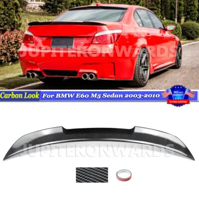 Carbon Look Rear Trunk Spoiler Wing For BMW E60 M5 Sedan 520i 530i 550i 2003-10 - Image 1 of 4