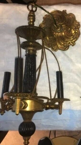 Black & Gold French empire Metal chandeliers , 19 in. in height 11 in. in width - Picture 1 of 7