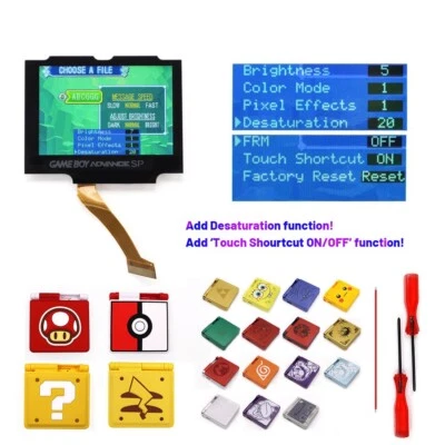 Gameboy Advance SP 3" IPS V5 LCD Laminated Screen Backlight Kit with Shell - Image 1 of 4
