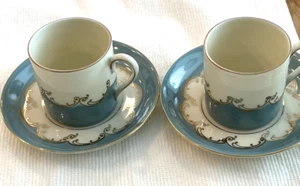 Set 2 piattini tazza Demitasse porcellana fine Cecoslevakia VICTORIA blu bianco - Foto 1 di 8