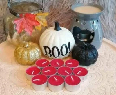 10 Tea Lights 4 Hour Long Burn Night Light Candles Red Berry Tealights - Image 1 of 4