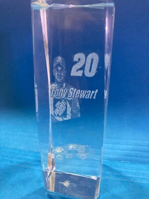 Tony Stewart Home Depot NASCAR #20 Crystal 3D Laser Etched Glass Cube Weight - Image 1 of 4